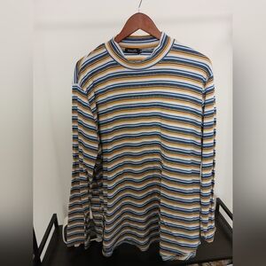 Amaryllis Mock Neck Striped Long Sleeve Shirt